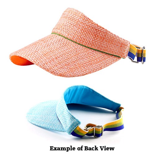 Straw Visor Hats - Straw w/ Cotton Lining And Elastic Band - HT-8405OG